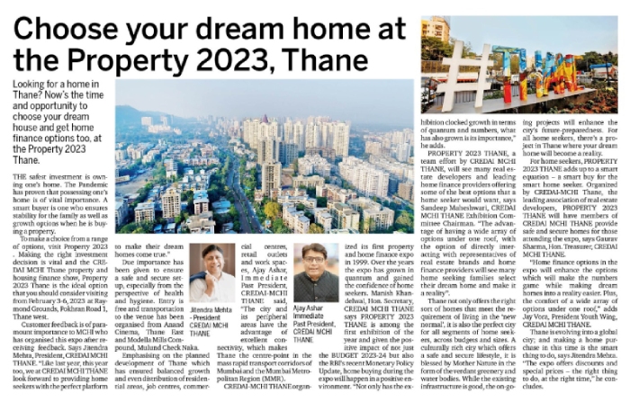 CREDAI MCHI THANE Property Expo 20th Realestate Press Media Coverage